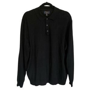 Club Room Men's Size XL Black Merino Wool Blend Lightweight Long Sleeve Sweater